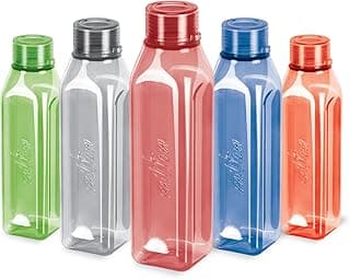 MILTON Prime Pack of 5 Water Bottles, 1 Litre Each I BPA Free I Food Grade Fridge Bottle Set I Leak Proof Bottles for Travel, Work, Assorted