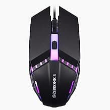 ZEBRONICS PHERO Wired Gaming Mouse, 1600 DPI, RGB Lights